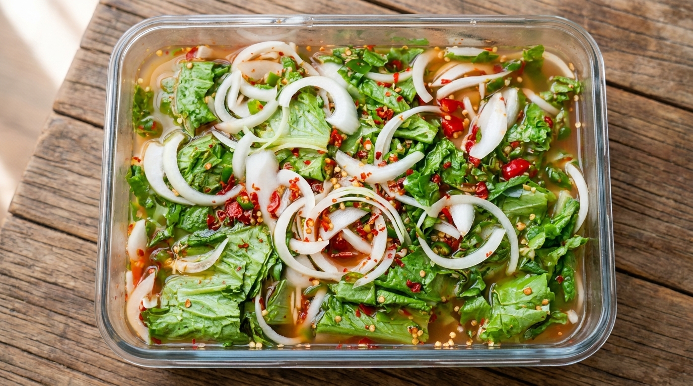 Refreshing Korean Lettuce Water Kimchi (Sangchu Mul Kimchi)