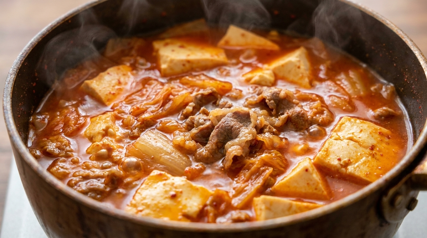 Easy Kimchi Tofu Soup with Fatty Beef (Kimchi Jjigae)