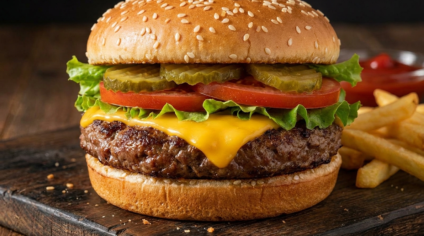 Classic American Smash Burger with Melted Cheddar