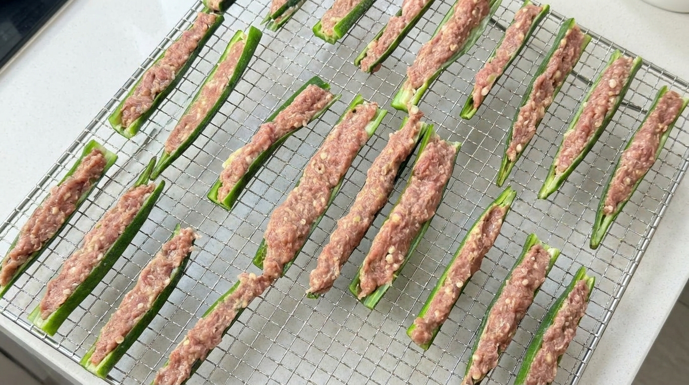 Duck Meat Stuffed Okra Dog Treats