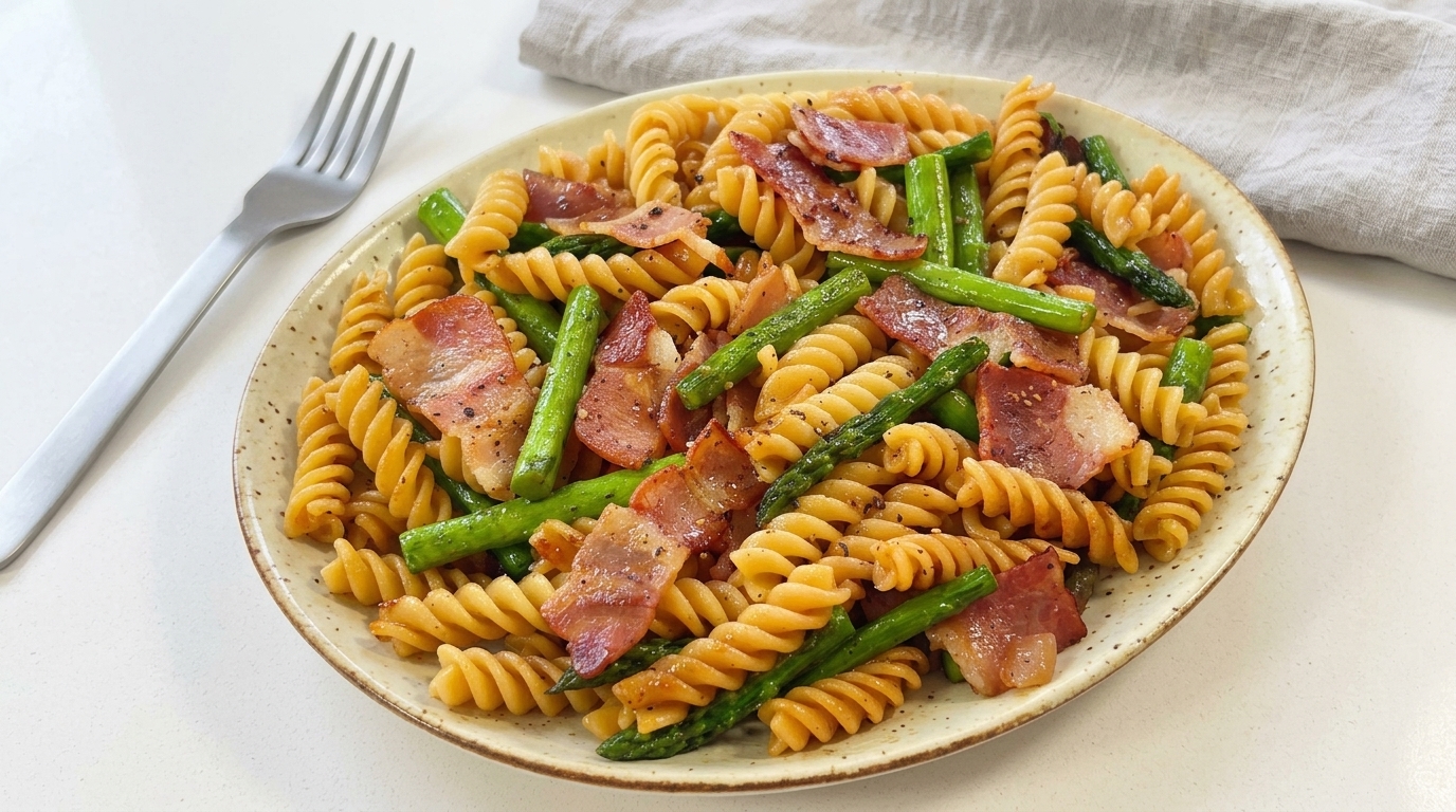 Bacon and Asparagus Fusilli Pasta