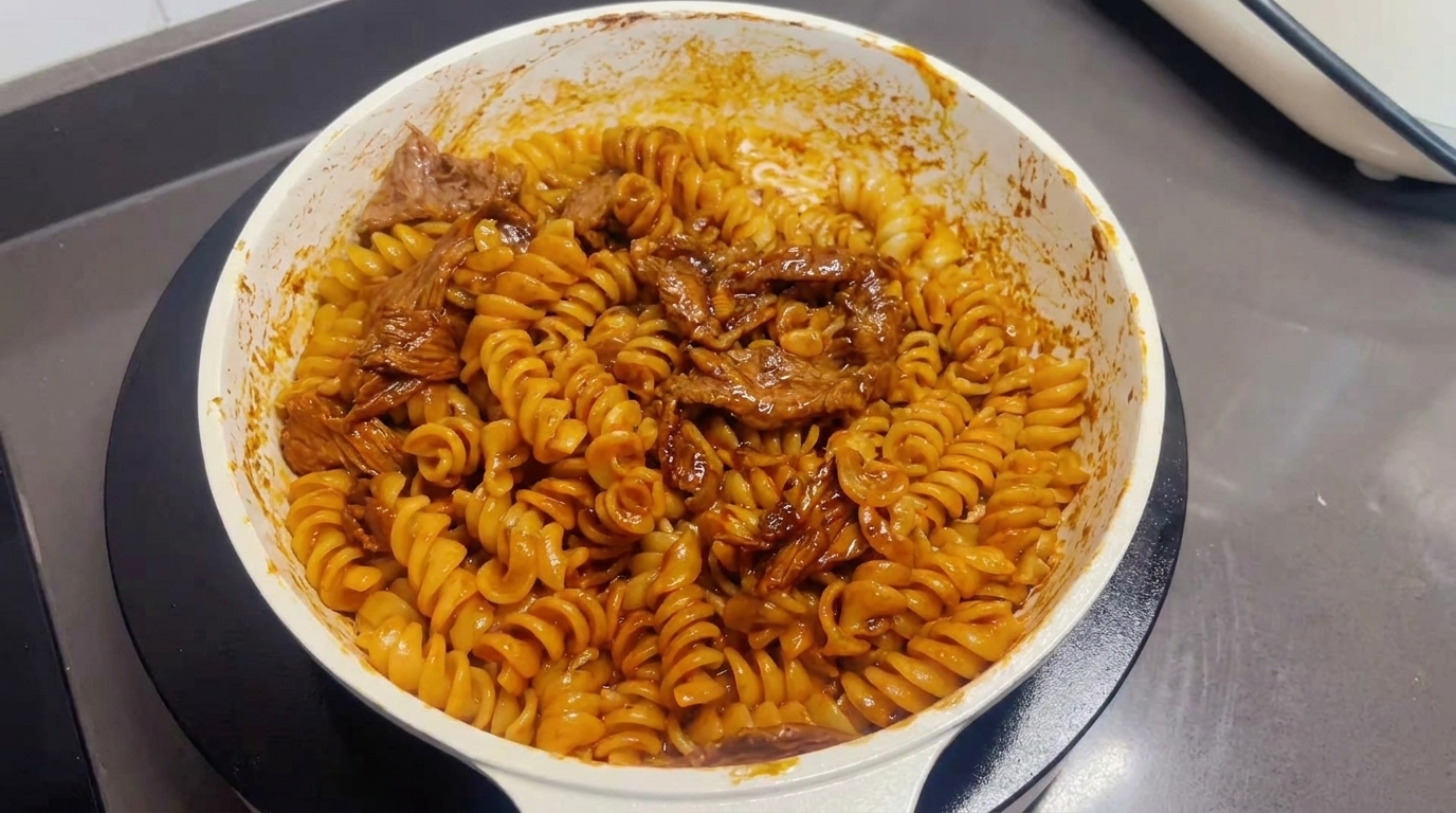 Easy Beef Stir-fried Fusilli Pasta
