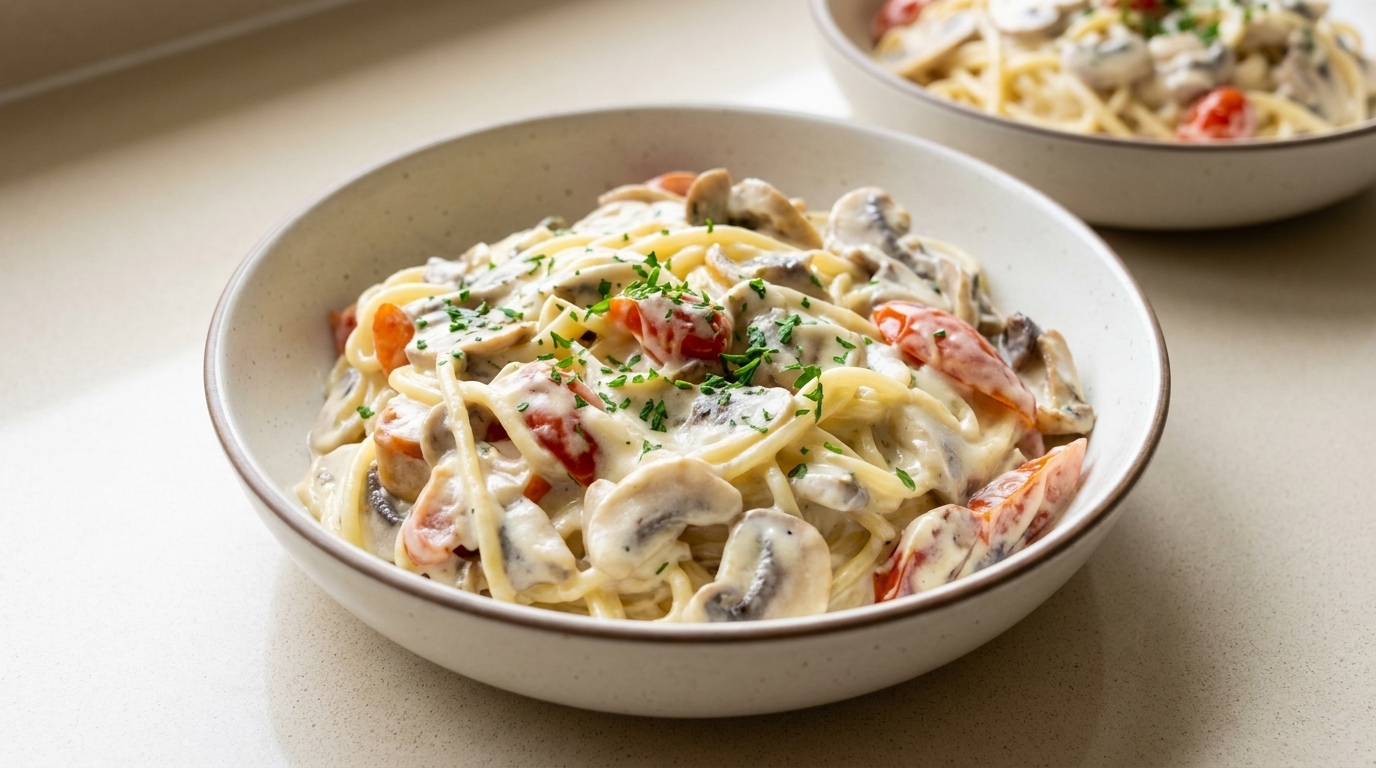 Creamy Mushroom and Tomato Pasta