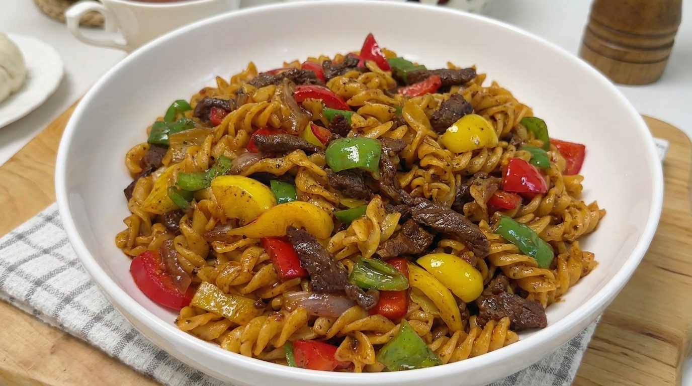 Savory Black Pepper Beef Pasta