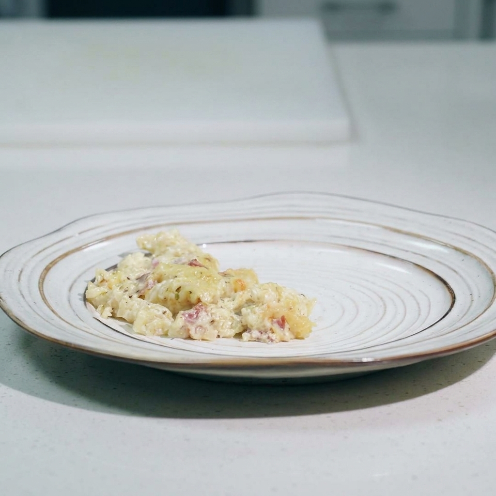 Pasta in a baking dish covered with a generous, even layer of grated cheese before baking.