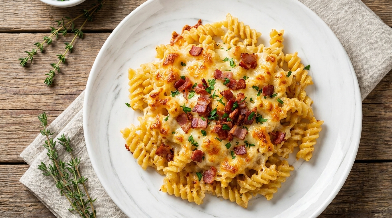 Bacon Cheese Baked Pasta
