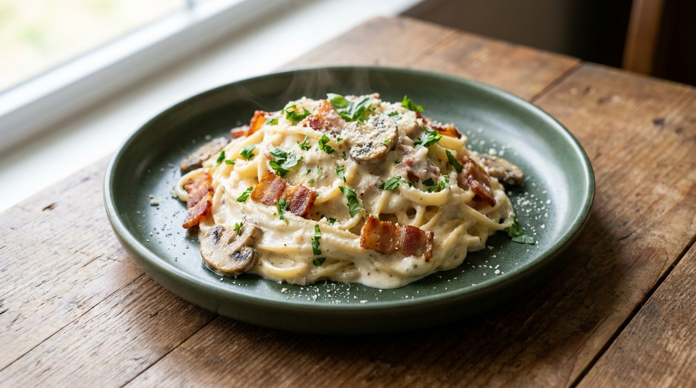 Creamy Bacon and Mushroom Pasta