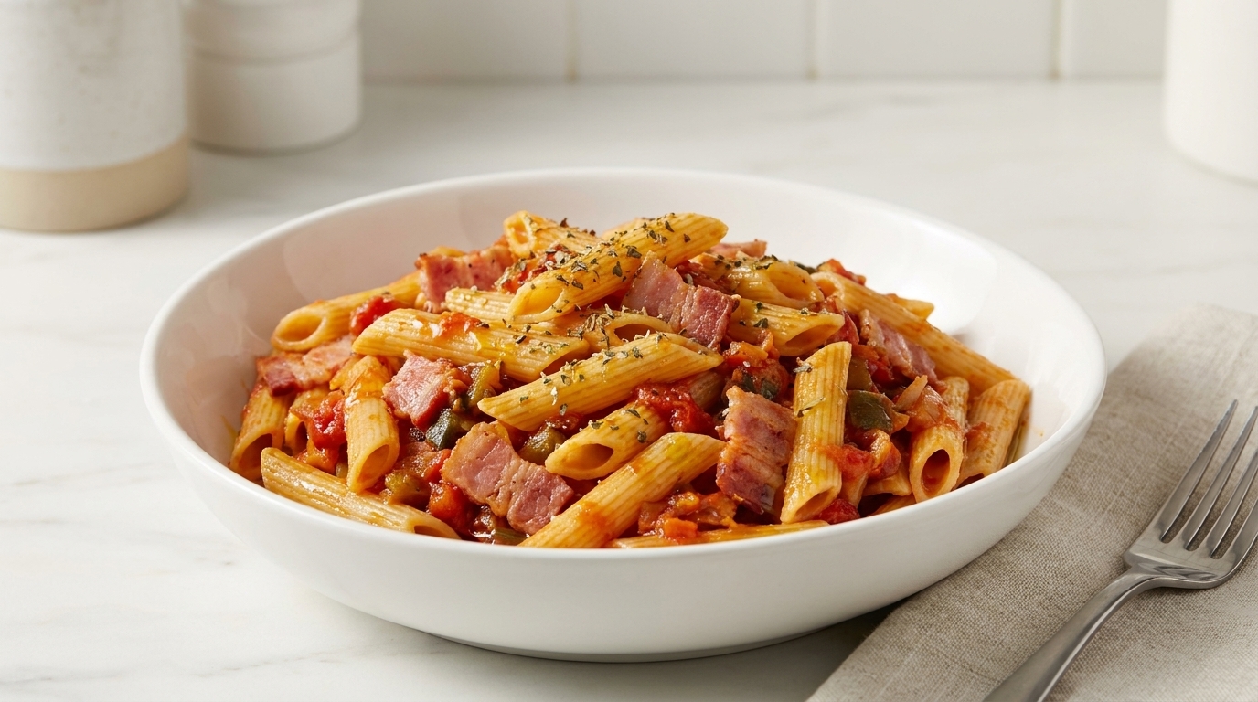 Savory Bacon and Vegetable Penne Pasta