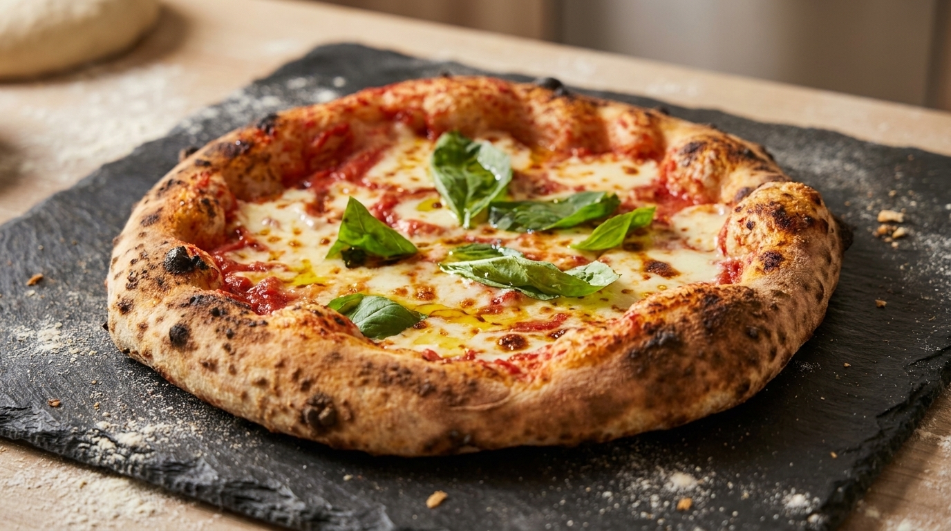 Classic Margherita Pizza with 75% Hydration Dough