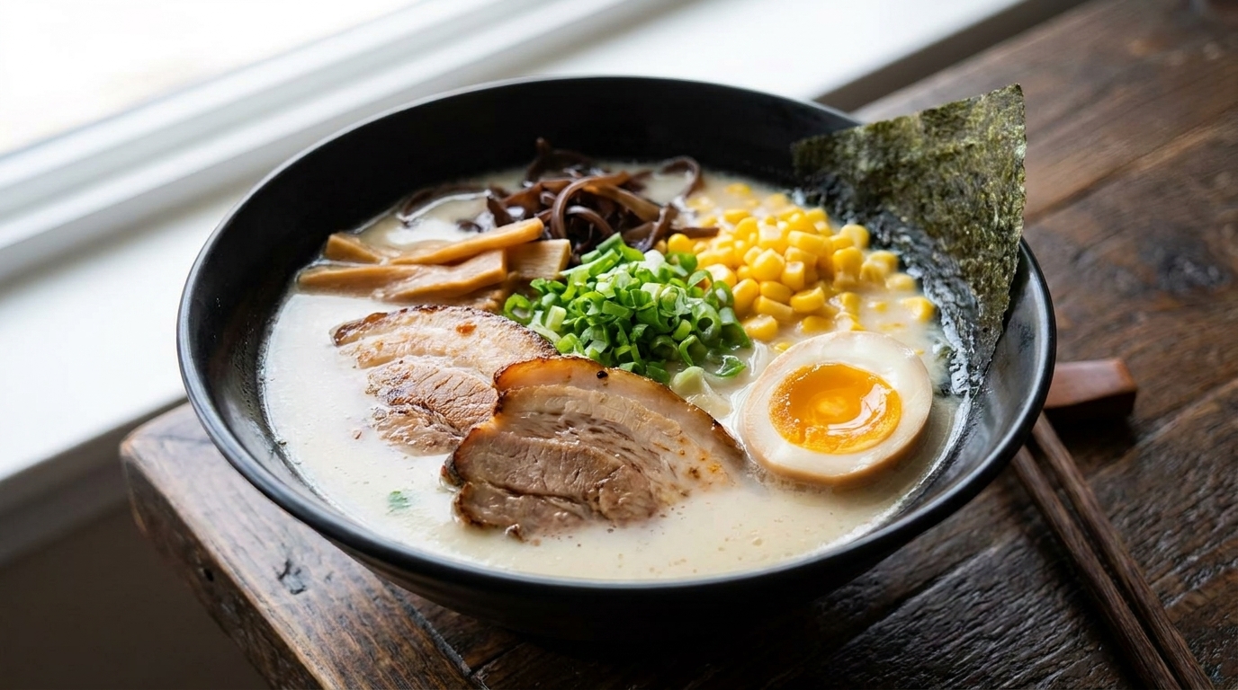 Authentic Tonkotsu Ramen with Rich Pork Bone Broth