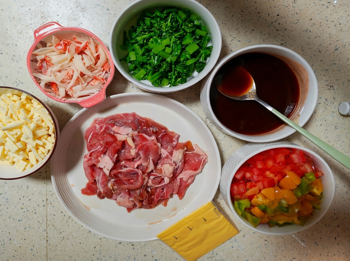 Slices of beef browning in a hot pan.