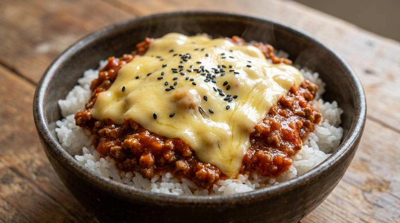 Savory Cheesy Beef Rice Bowl