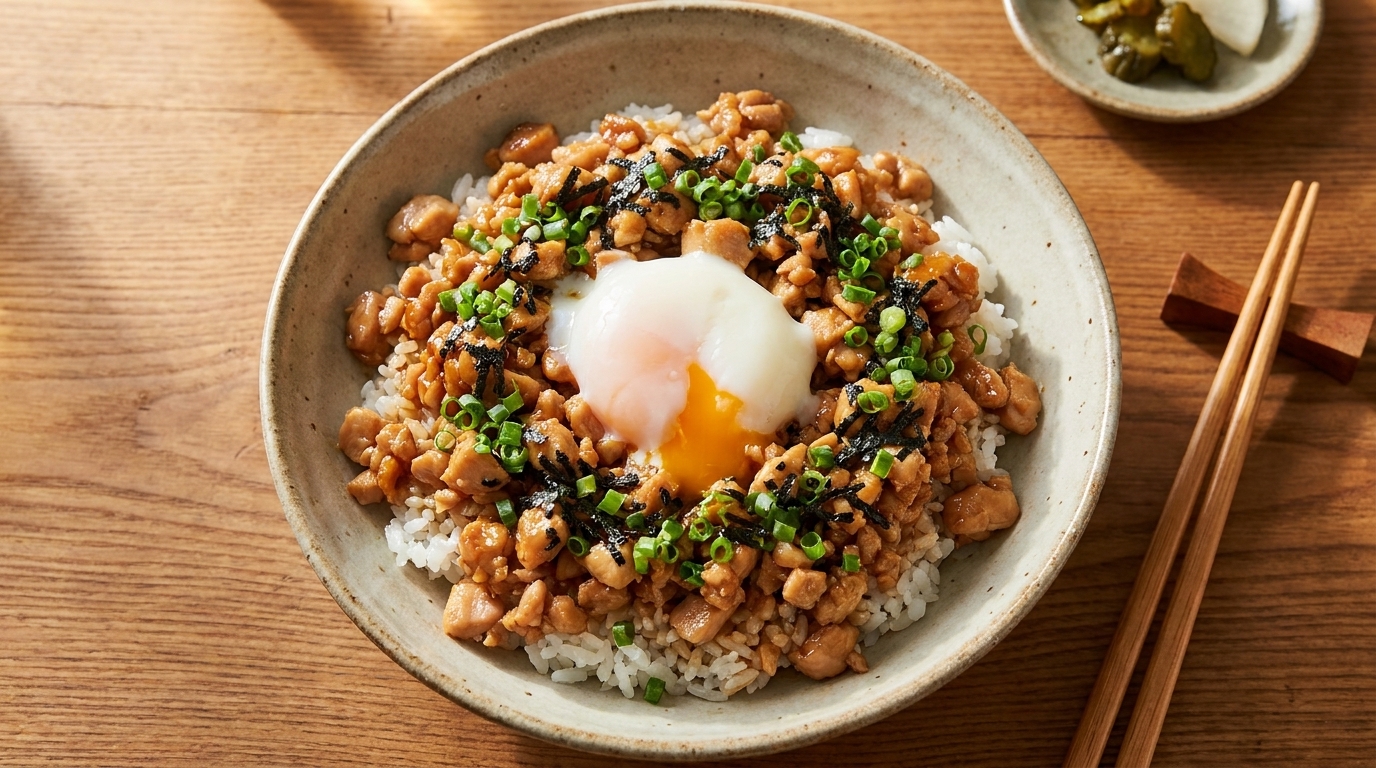 Japanese-Style Minced Chicken Rice Bowl