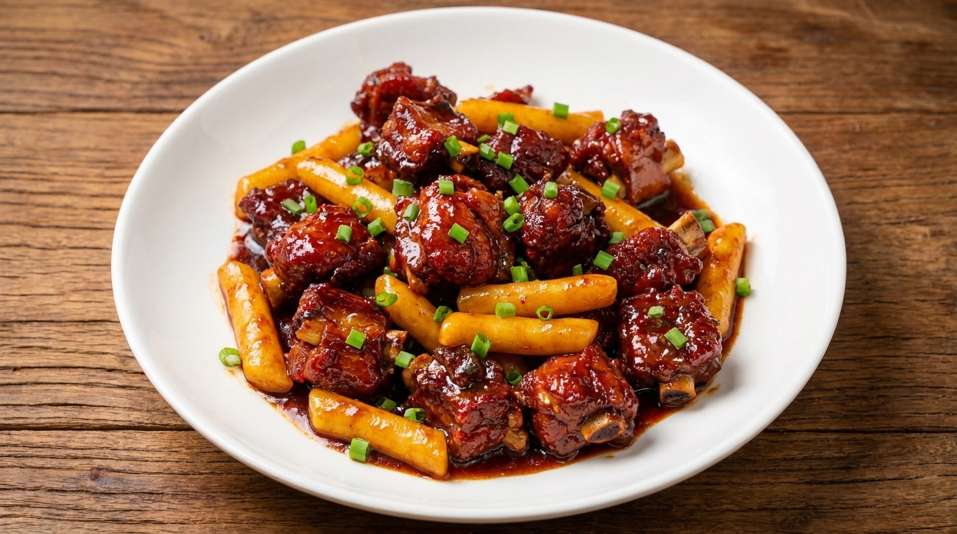 Braised Pork Ribs with Rice Cakes