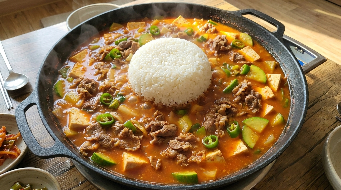 Korean Beef Doenjang Jjigae with Rice