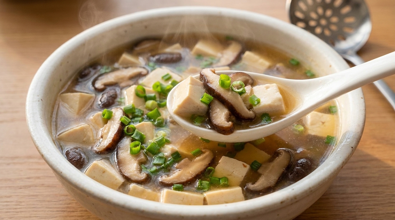 Savory Shiitake Mushroom and Tofu Soup