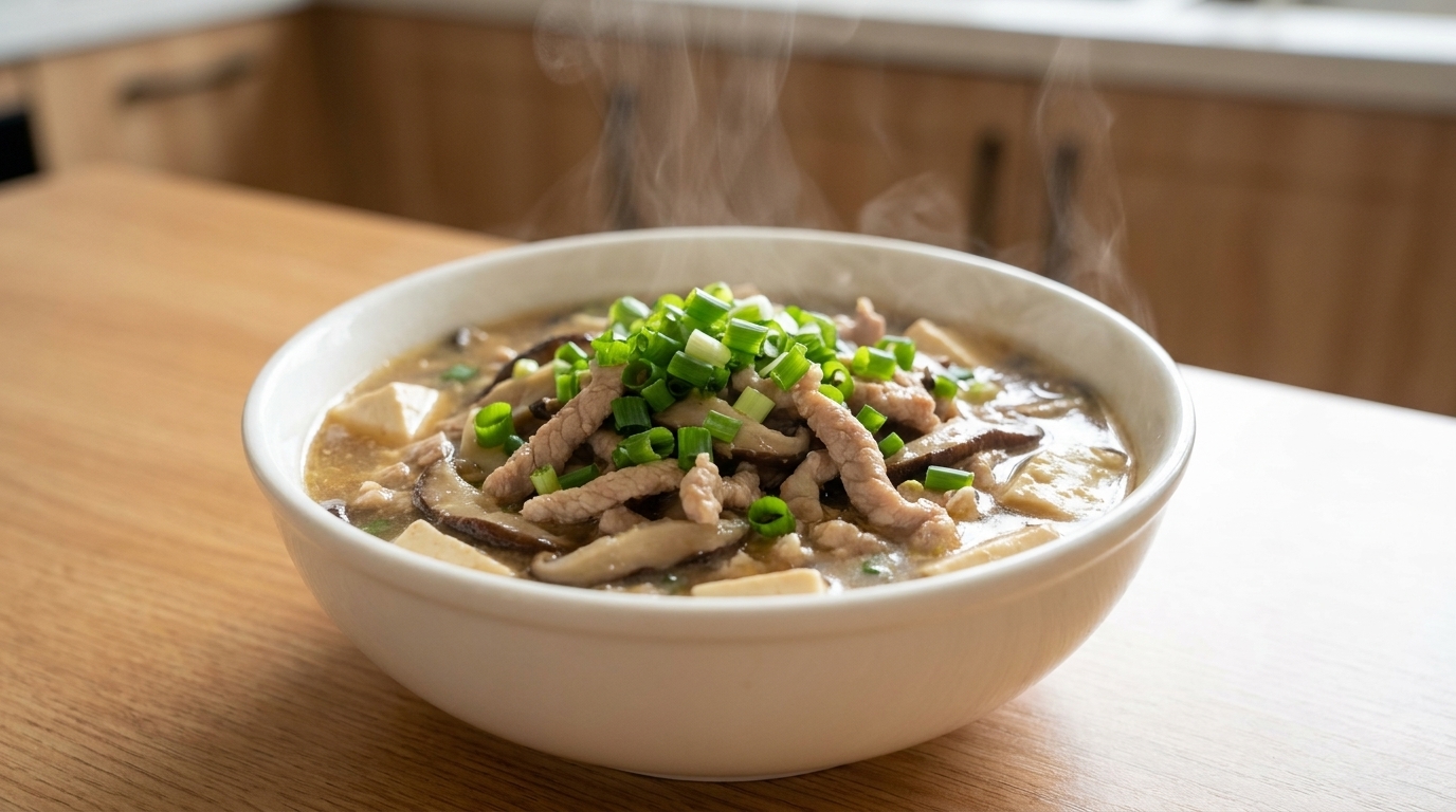 Savory Mushroom and Tofu Lean Meat Soup