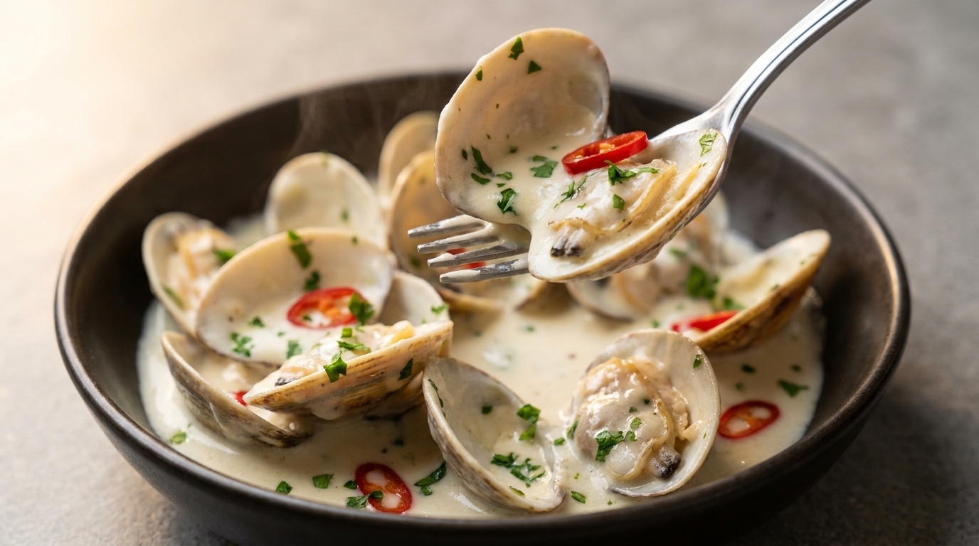 Creamy Garlic Butter Clams with Chili and Parsley