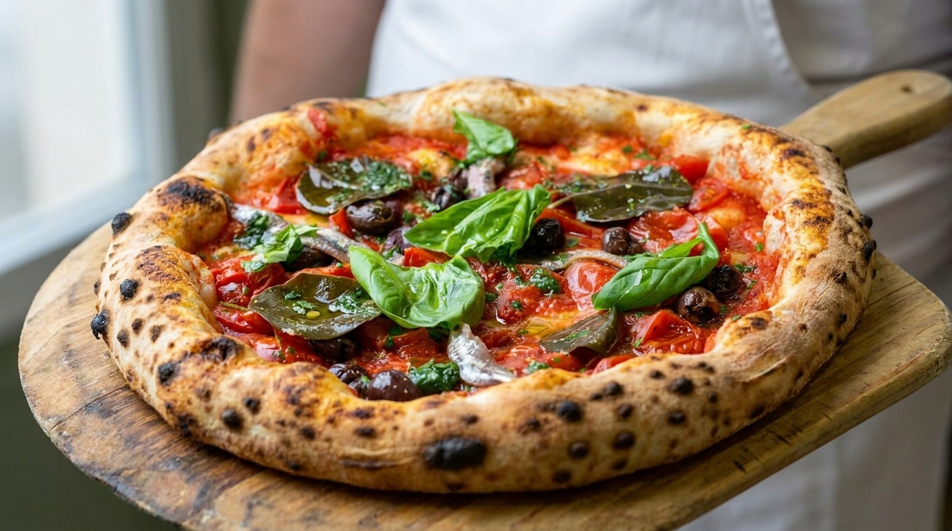 Neapolitan Marinara Pizza with Anchovies (Sailor's Pizza)