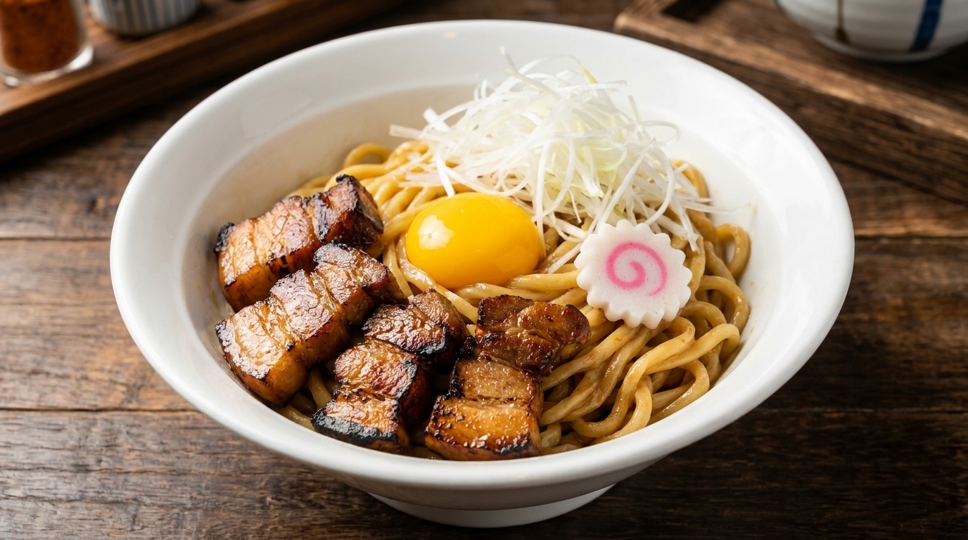 Japanese Abura Soba (Oil Noodles) with Braised Pork Belly