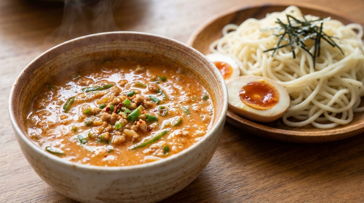 Japanese Miso Soy Milk Tsukemen (Dipping Noodles)