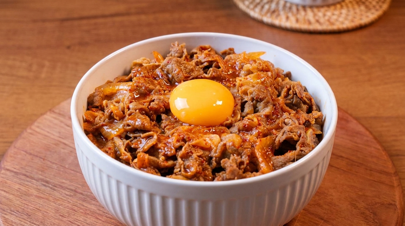 Easy Kimchi Fatty Beef Rice Bowl (Kimchi Gyudon)