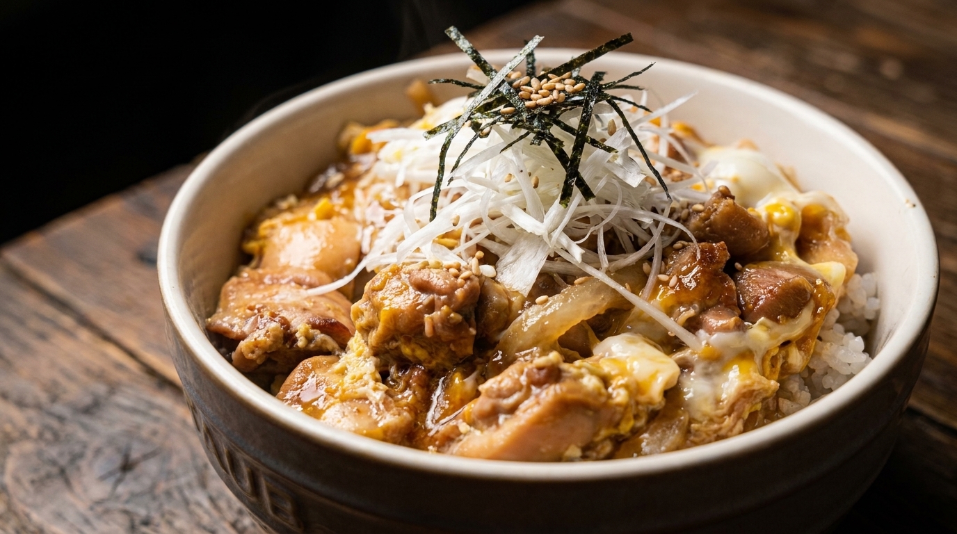 Traditional Japanese Oyakodon (Chicken and Egg Rice Bowl)