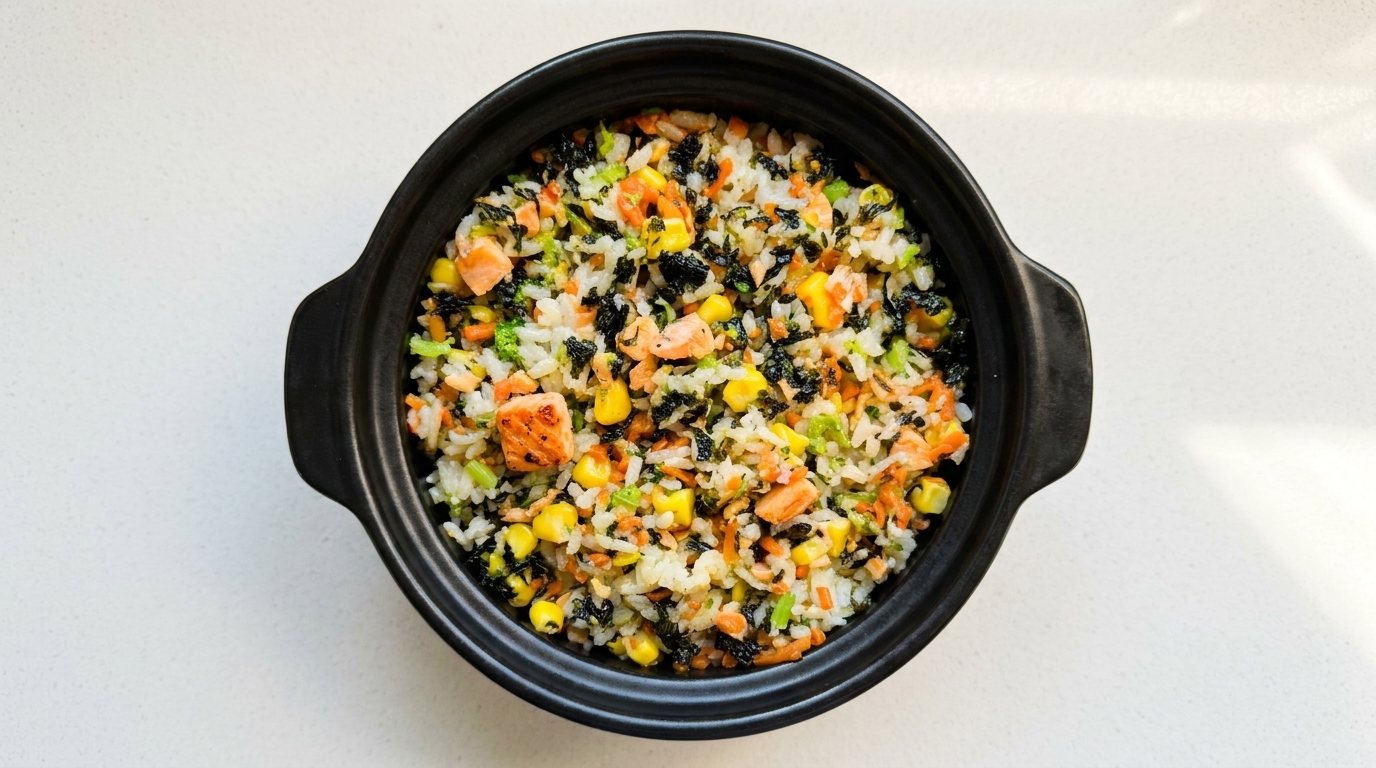 Healthy Salmon and Vegetable Mixed Rice