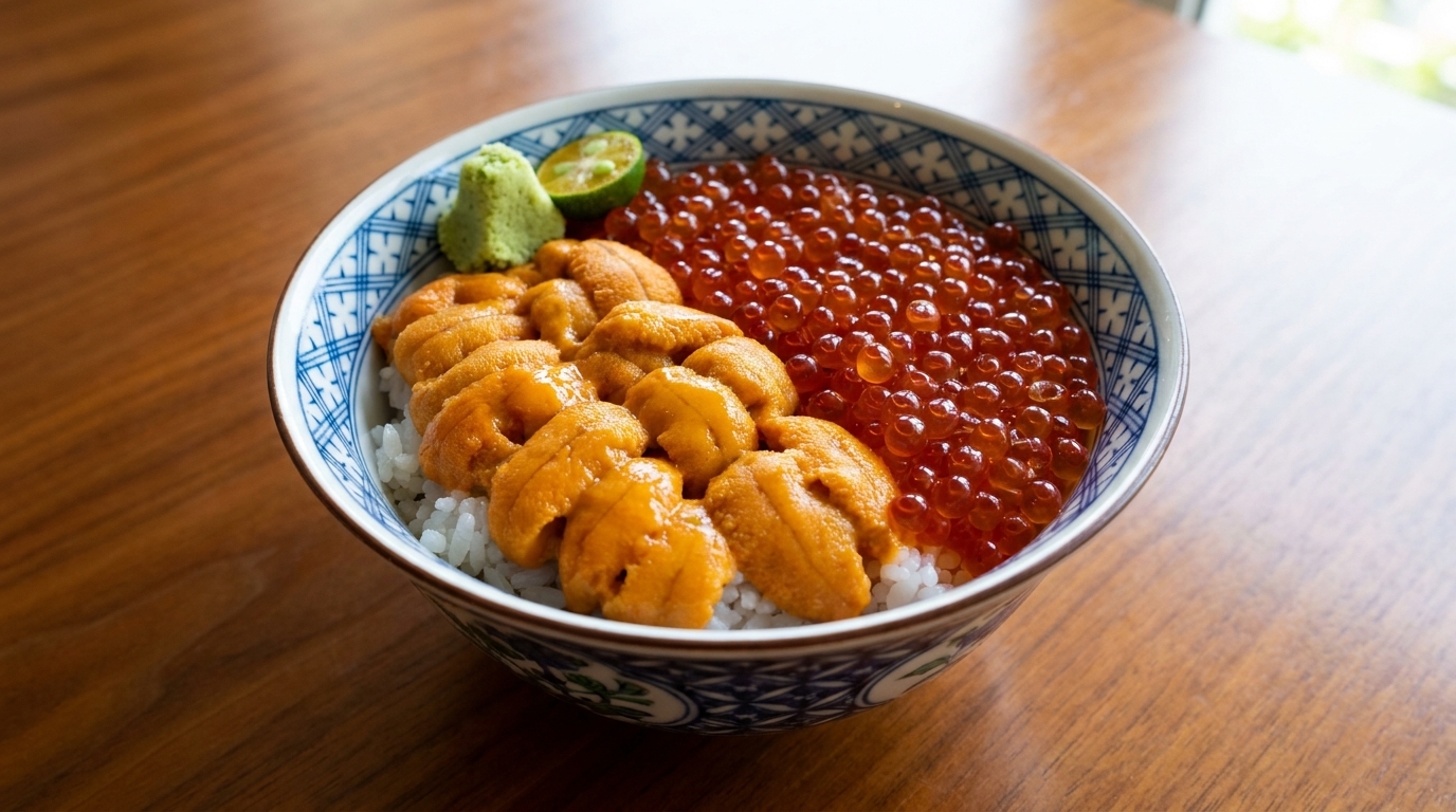 Premium Uni and Ikura Donburi (Sea Urchin and Salmon Roe Rice Bowl)