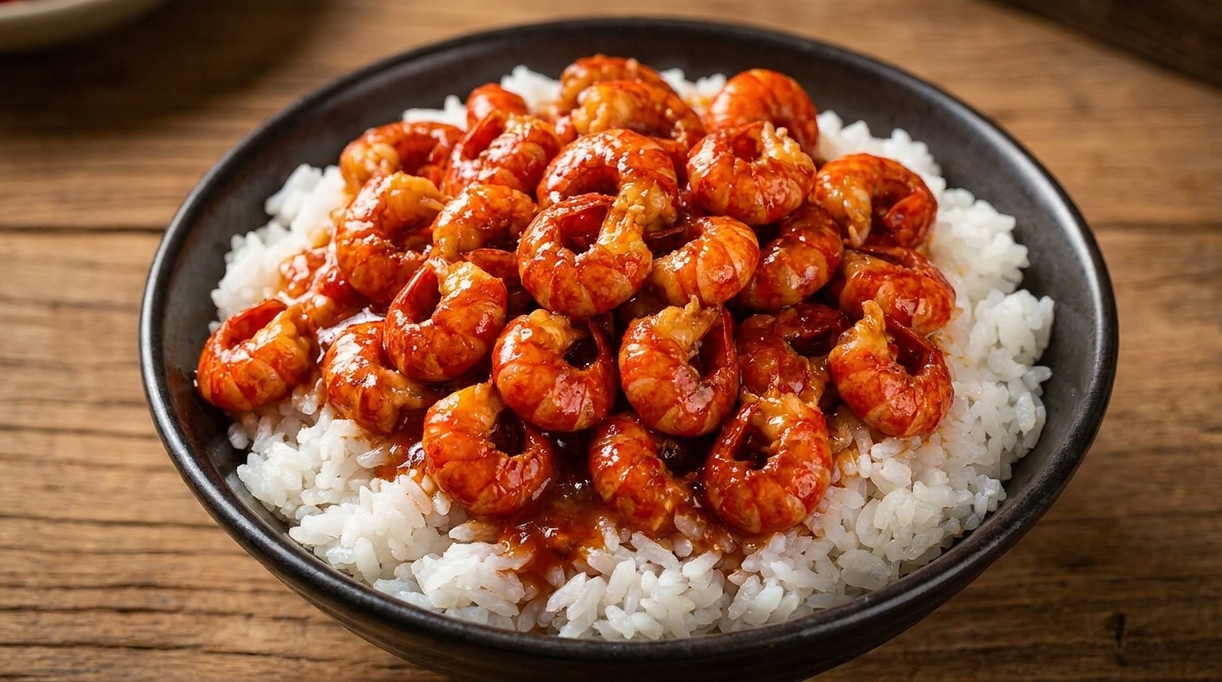 Spicy Stir-Fried Crawfish Tail Rice Bowl