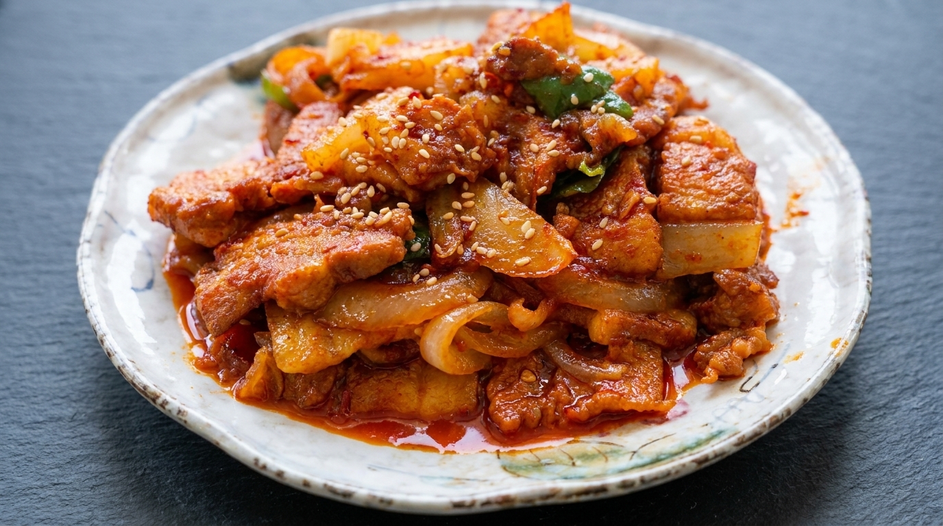 Authentic Korean Spicy Stir-Fried Pork (Jeyuk-bokkeum)