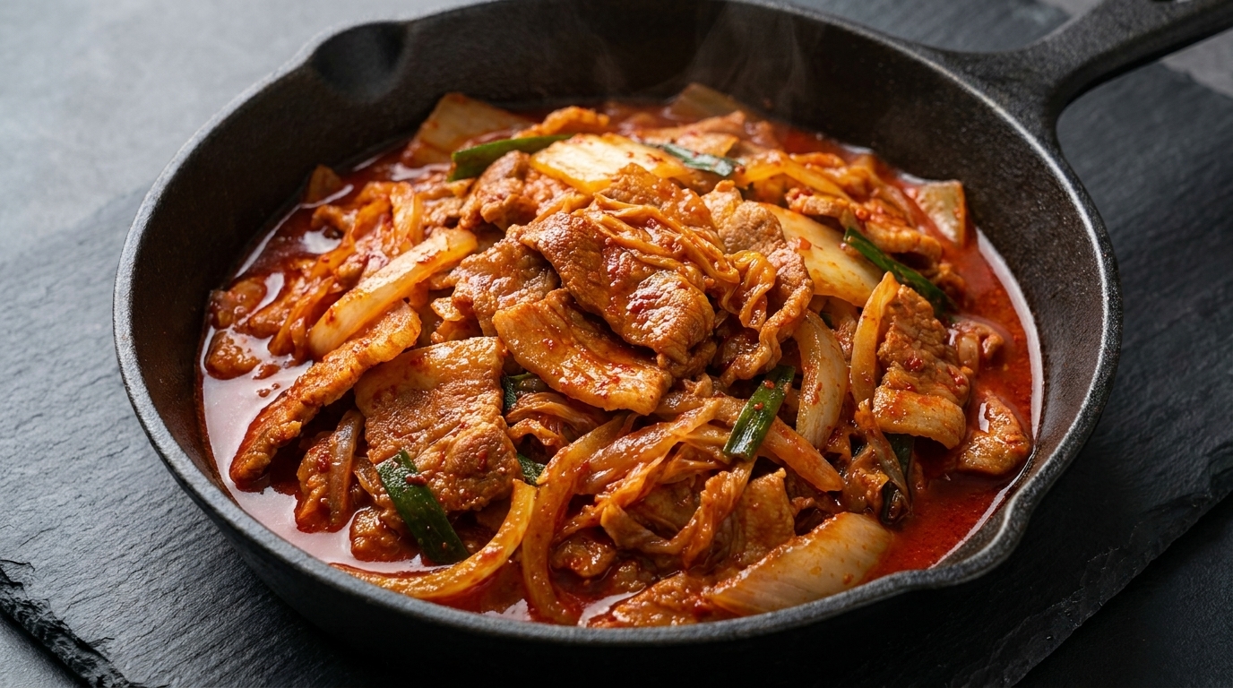 Korean Spicy Stir-fried Pork with Kimchi (Jeyuk Bokkeum)