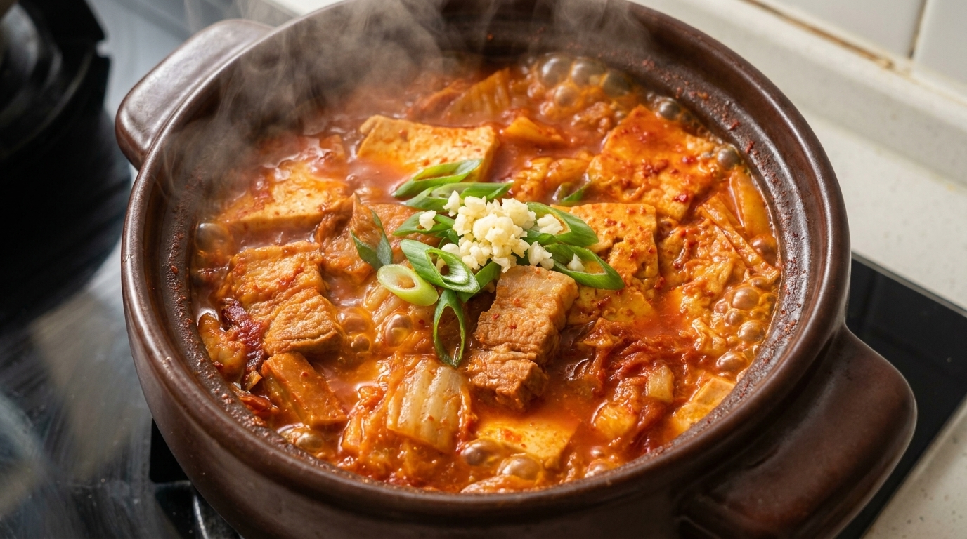 Authentic Pork Belly Kimchi-jjigae (Korean Kimchi Stew)