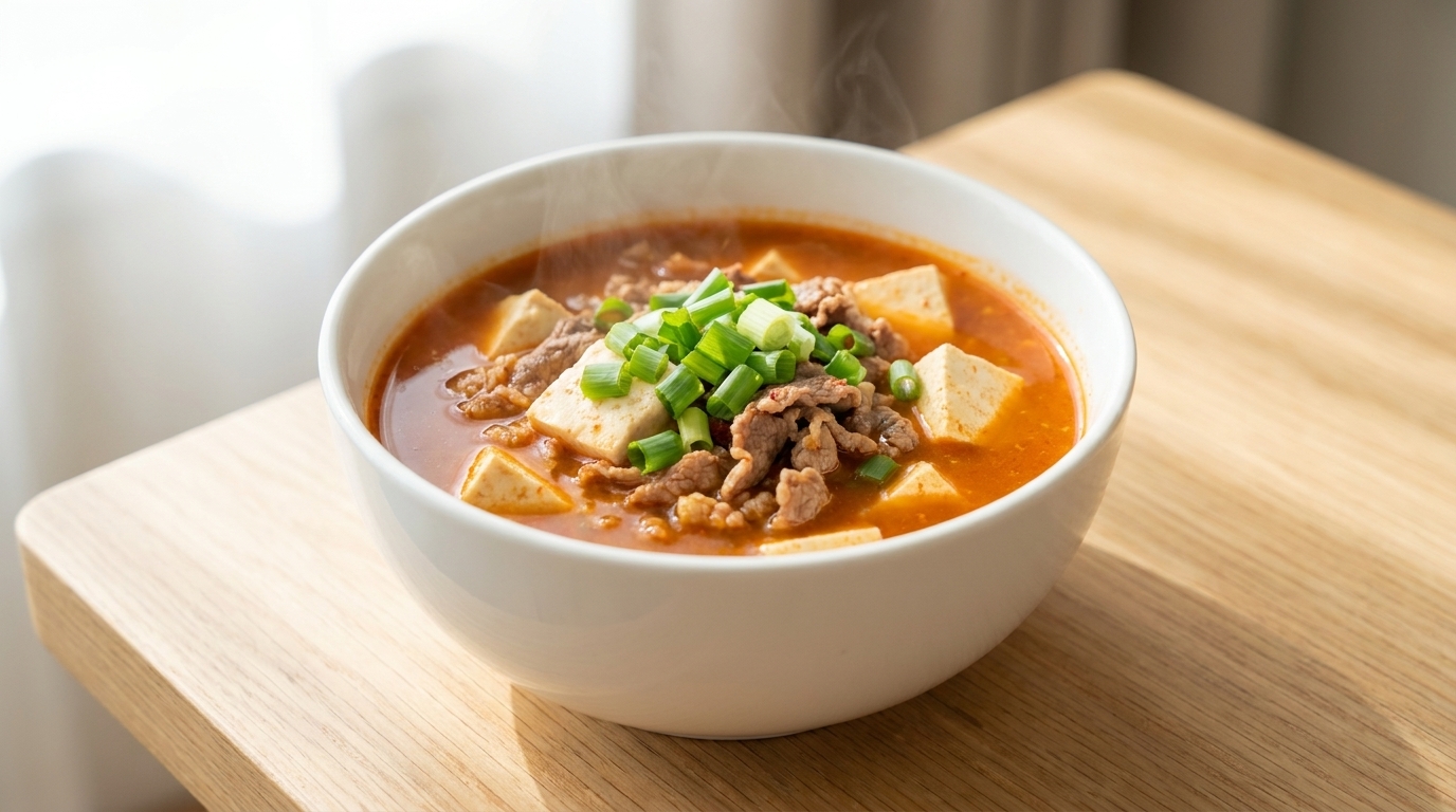 Quick Beef and Tofu Bean Paste Soup (Doenjang-jjigae)
