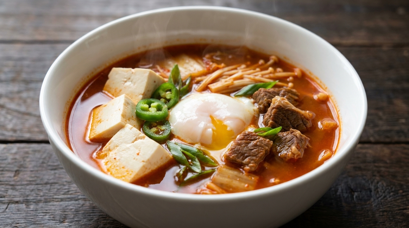 Low-Calorie Kimchi Beef Tofu Soup (Kimchi-jjigae)