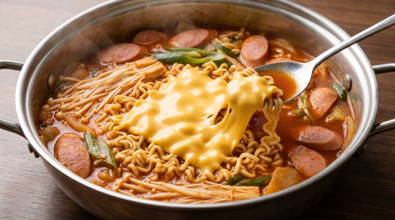 Authentic Korean Army Base Stew (Budae Jjigae)
