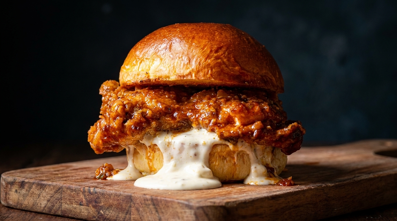 Crispy Cajun Chicken Burger with Rich Cream Sauce