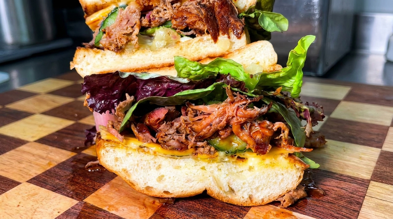 Gourmet Smoked Pulled Pork Burger with Pineapple