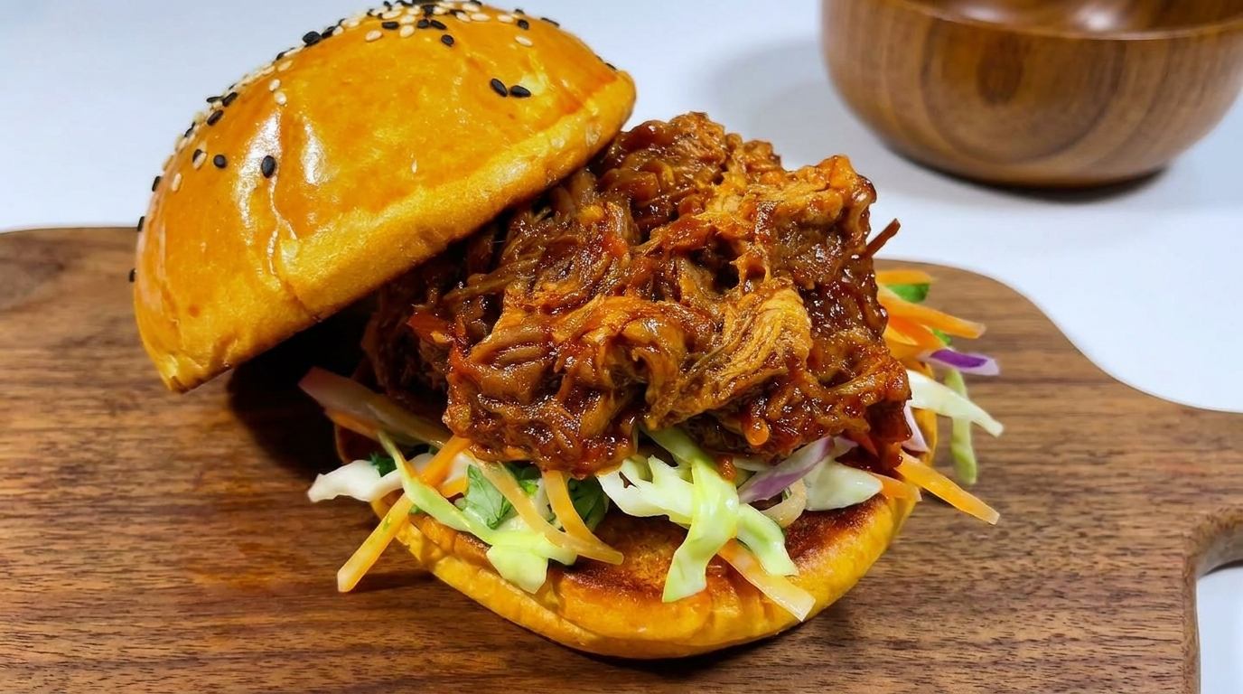 BBQ Pulled Pork Burgers with Homemade Slaw