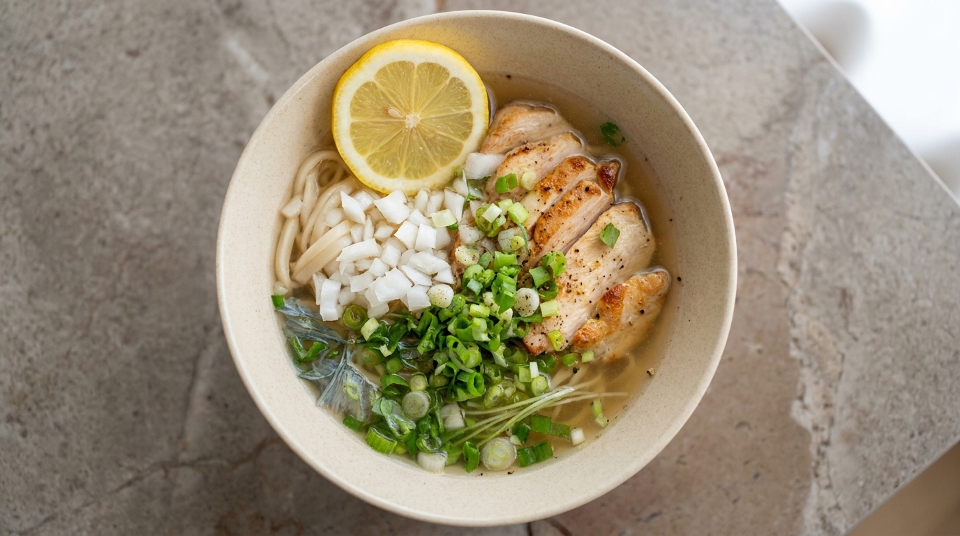 Refreshing Cold Lemon Chicken Udon Noodles