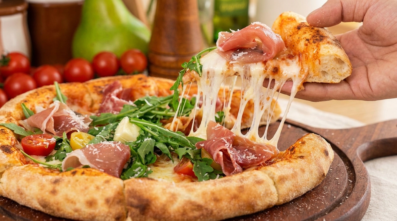 Fresh Parma Ham and Arugula Pizza