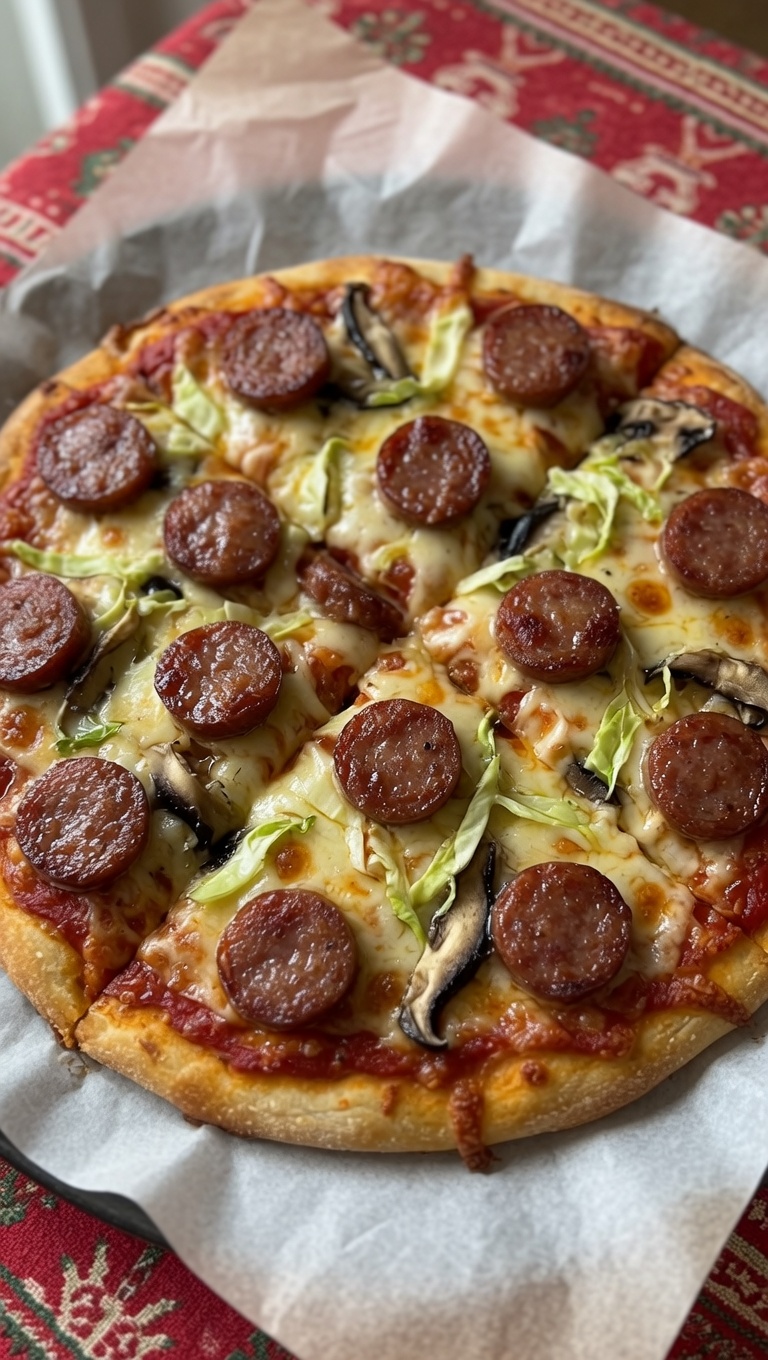 Homemade Italian Sausage & Mushroom Pizza