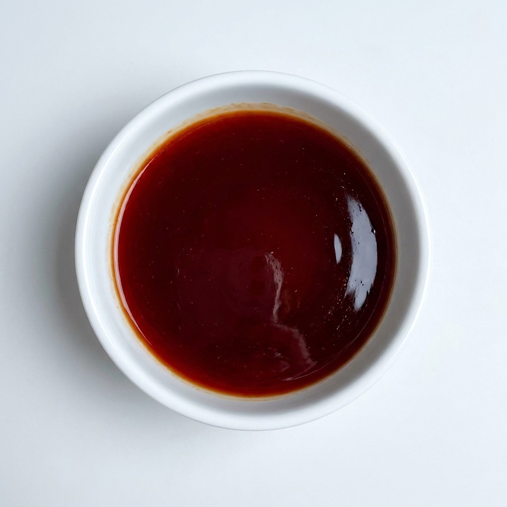 The broth mixture in the white bowl after being heated in the microwave.