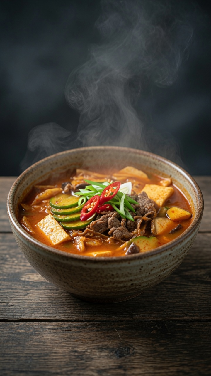 Spicy Korean Kimchi Beef Soup