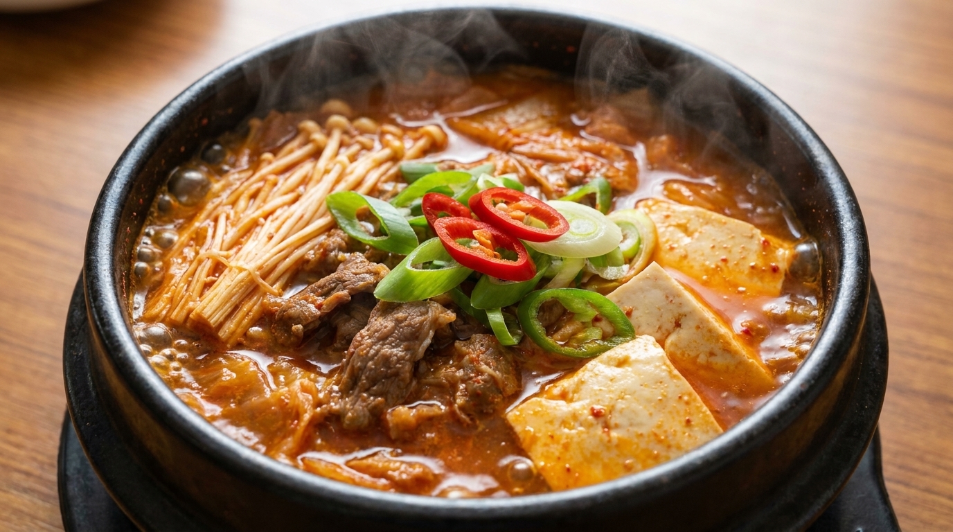 Spicy Kimchi Tofu Beef Stew (Kimchi Jjigae)
