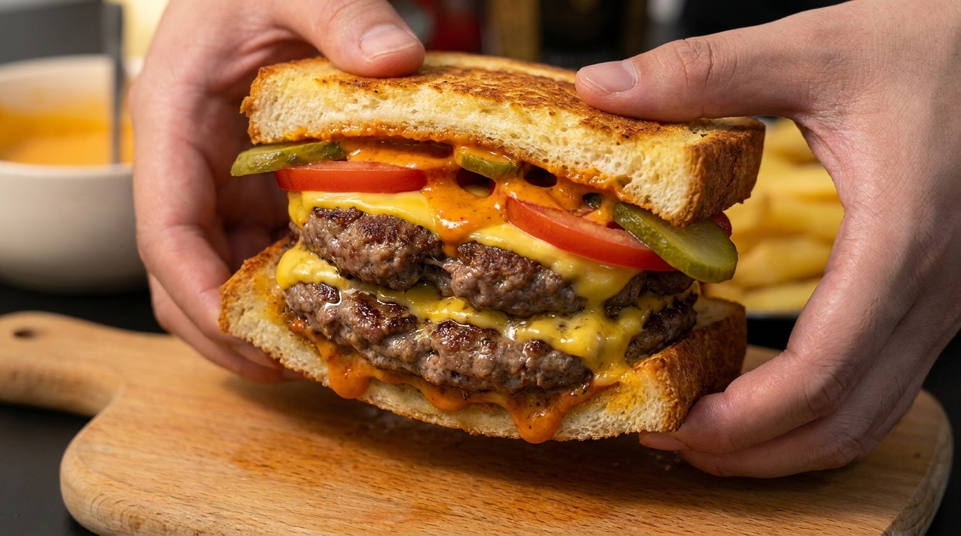 Gourmet Double Beef Patty Melt Sandwich