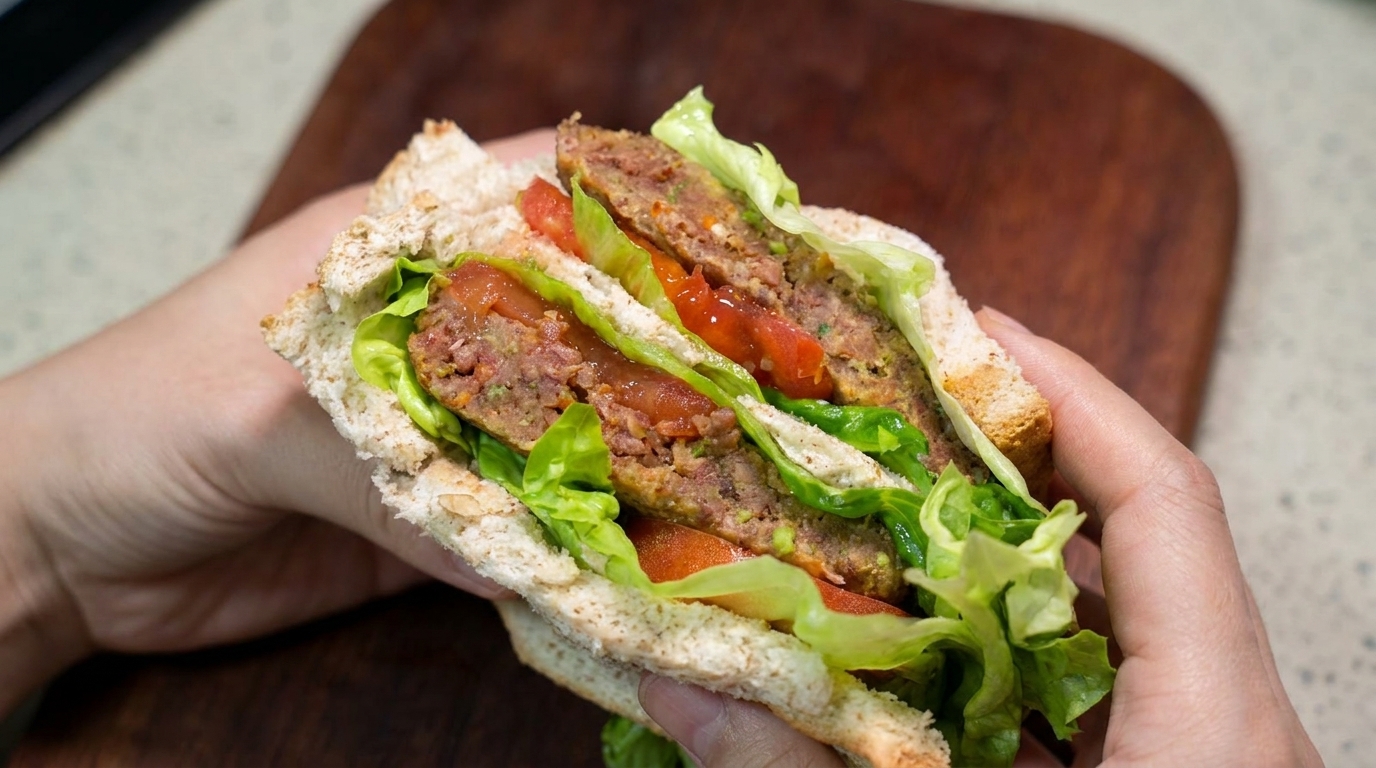 Healthy Homemade Beef Patty Sandwich