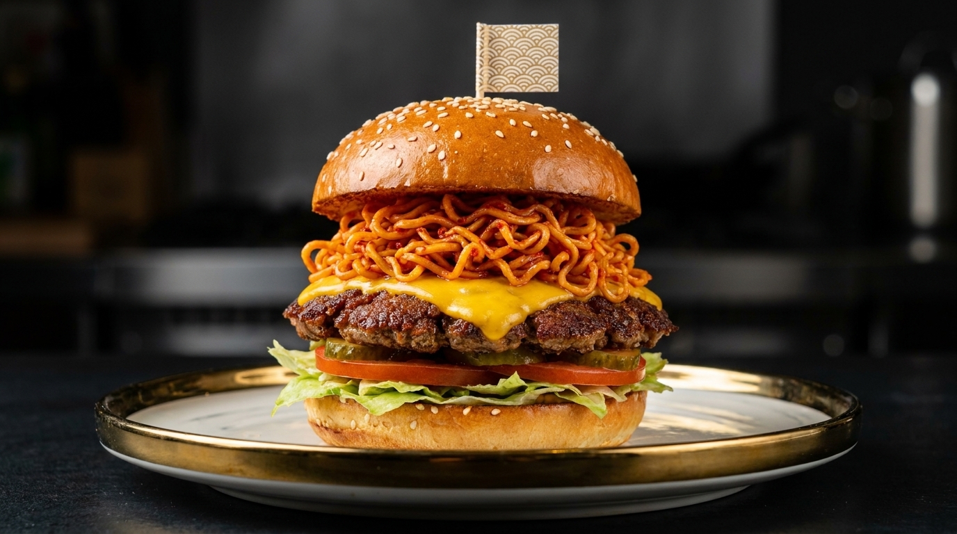 Spicy Buldak Ramen Burger