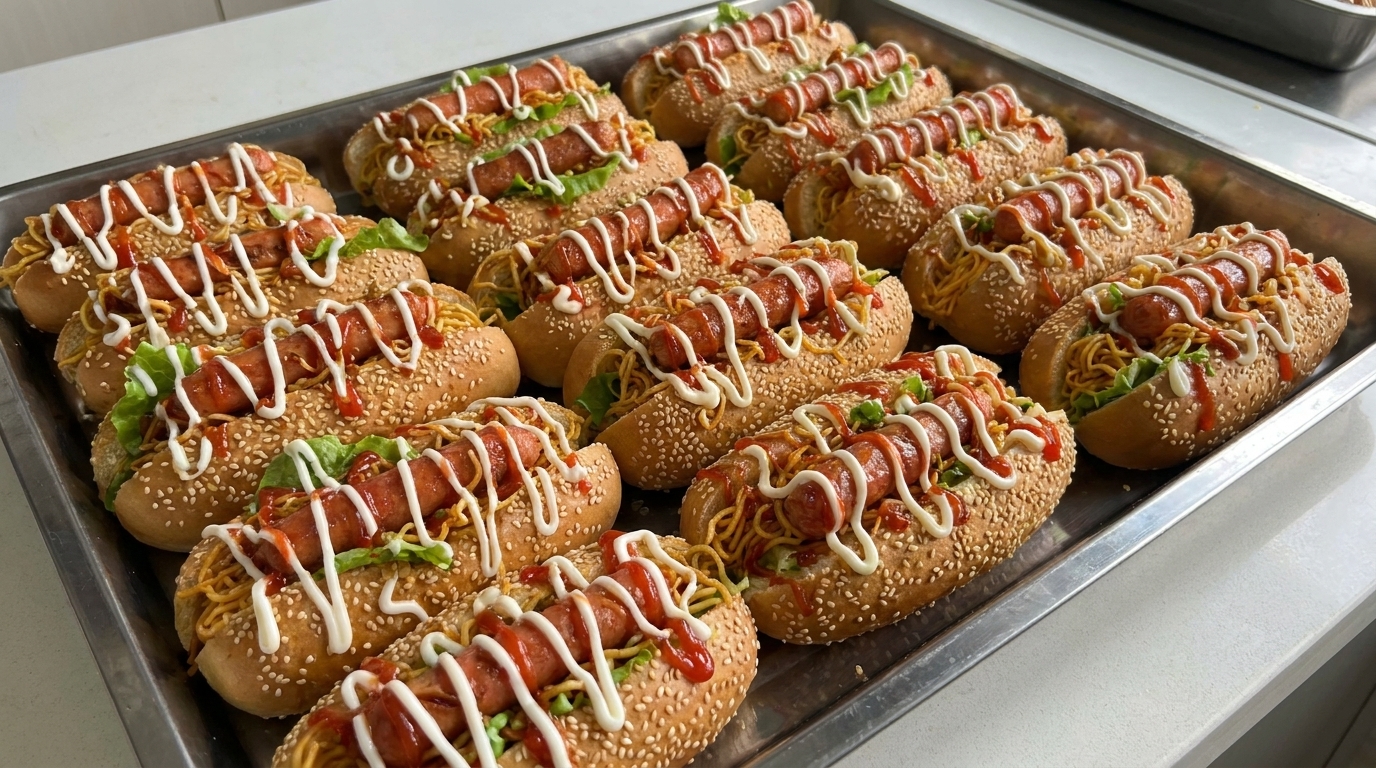 Buldak Fire Noodle Hot Dog Burgers