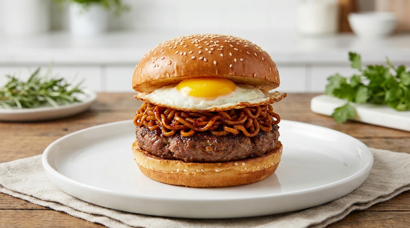 Spicy Fire Noodle Burger